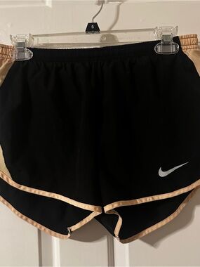 Nike Women’s Black Athletic Shorts with Tan Trim